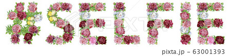 Hashtag sign with word SELFIE of watercolor 63001393