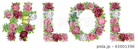 Hashtag sign with word LOL of watercolor flowers 63001396