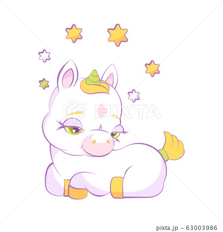 Cute little white unicorn with a star crown 63003986
