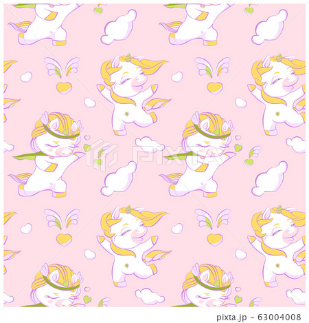 Cute little unicorns pink seamless pattern Cute little unicorns pink seamless pattern 63004008