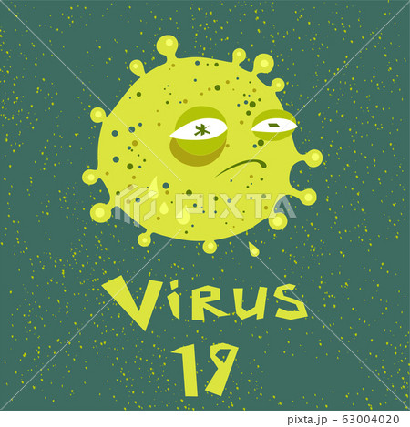 Sad coronavirus in a cartoon style Sad coronavirus in a cartoon style 63004020