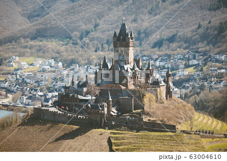 Historic town of Cochem with Reichsburg, Mosel region, Germany 63004610