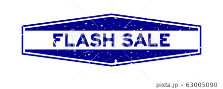 Grunge blue flash sale word hexagon rubber seal stamp on white background 63005090