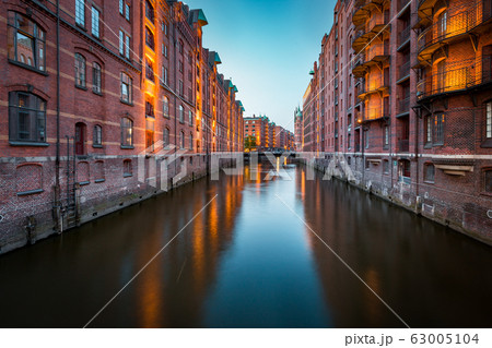 Hamburg Speicherstadt at twilight, Germany 63005104