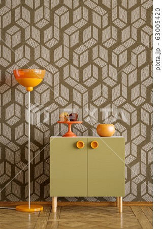 Retro sideboard mockup render 63005420