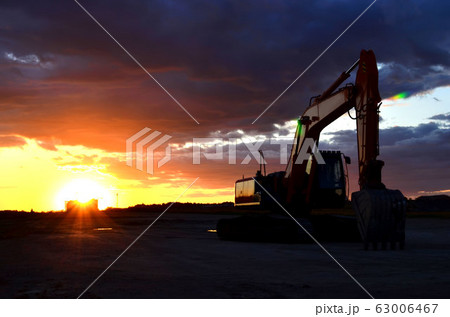 Large tracked excavator on a construction site Large tracked excavator on a construction site 63006467