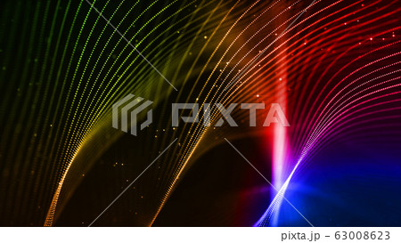 abstract sci-fi background with glow particles form curved lines, surfaces, hologram structures or virtual digital space. Motion design background with gradient color. Blue red green. abstract sci-fi background with glow particles form curved lines, surfaces, hologram structures or virtual digital space. Motion design background with gradient color. Blue red green. 63008623