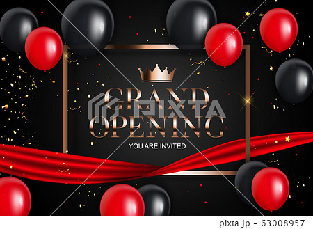 Grand Opening Card with Ribbon Background. Vector 63008957