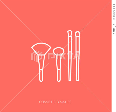 Vector outline icon of woman accessories - cosmetic brushes 63009143