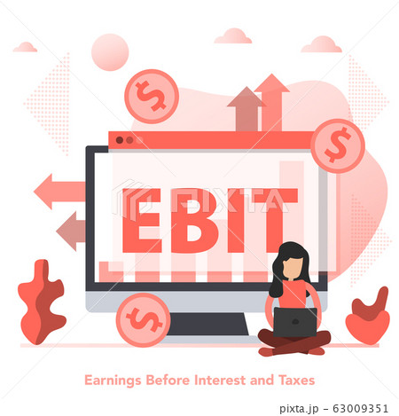 Vector financial flat horizontal banner of EBIT 63009351