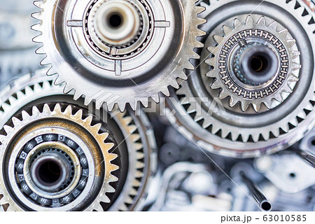 Close-up helical gears in car automatic transmission 63010585