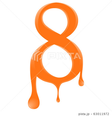 Isolated orange number eight melting 63011972