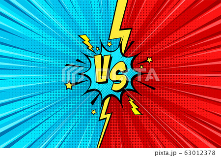 Cartoon comic background. Fight versus. Comics book colorful competition poster with halftone Cartoon comic background. Fight versus. Comics book colorful competition poster with halftone 63012378