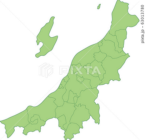 新潟県の地図 市町村別のイラスト素材