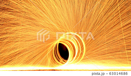 Ring of Firework spinning and tail around 63014686