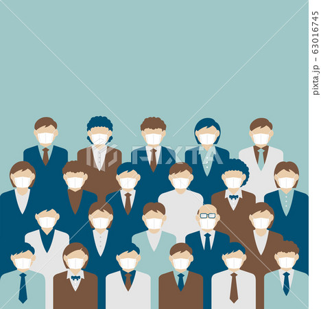 マスクを着けた群衆 イメージバナーイラスト/正方形 | 新型コロナウイルス・パンデミック 63016745