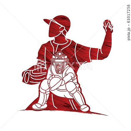 Group of Baseball players action cartoon sport graphic vector. 63017256
