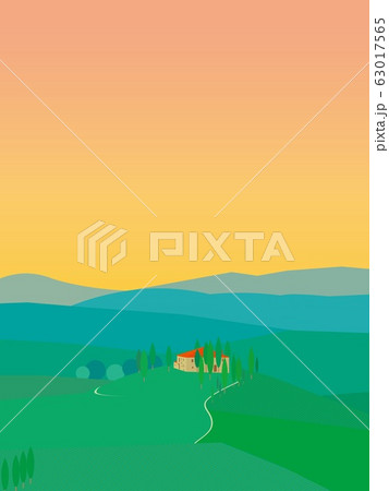 オルチャ渓谷　val　d'orcia　トスカーナ　toscana　夕景 63017565