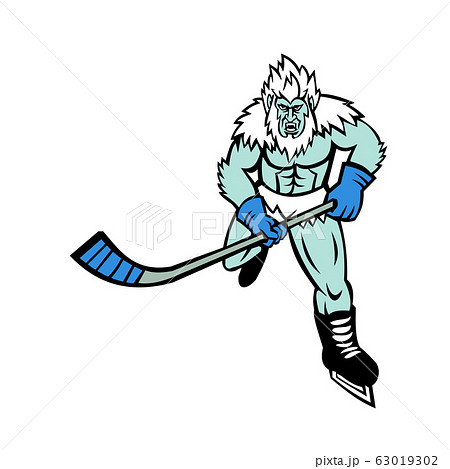 Abominable Snowman Ice Hockey Player Mascot 63019302