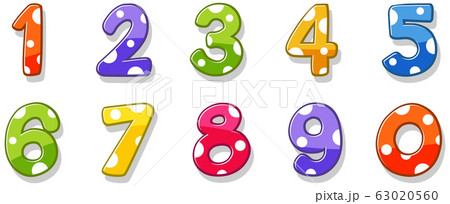 Font design for number one to zero on white 63020560