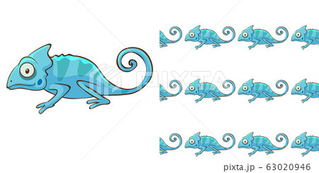 Seamless Background Design With Blue Chameleonのイラスト素材