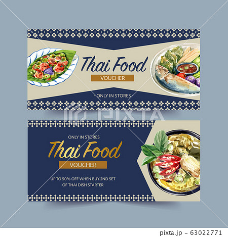 Thai food voucher design with green curry 63022771