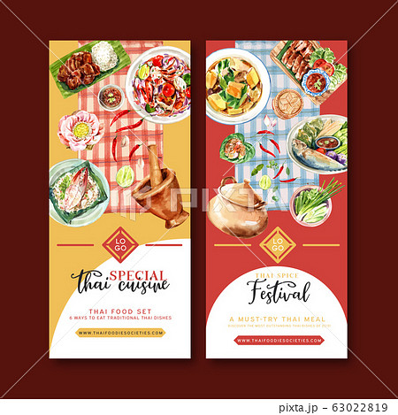 Thai food flyer design with fried pork, sticky Thai food flyer design with fried pork, sticky 63022819