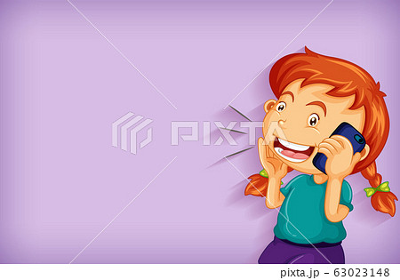 Plain background with happy girl talking on phone Plain background with happy girl talking on phone 63023148