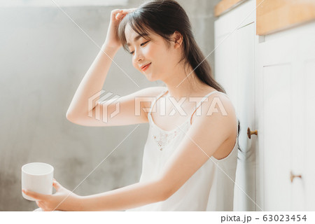 Beautiful woman, lovely, morning feel 63023454