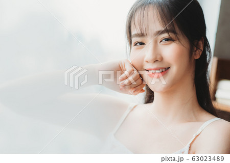 Beautiful woman, lovely, morning feel 63023489