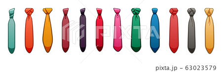 Twelve neckties of different colors set on white Twelve neckties of different colors set on white 63023579