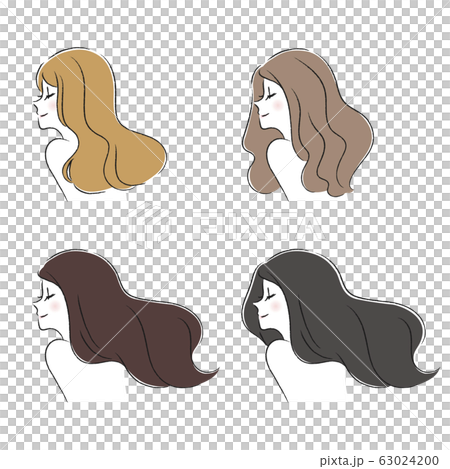 ロングヘア 女性 セットのイラスト素材 ロングヘア 女性 セットのイラスト素材