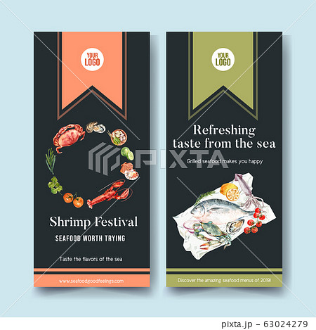 Seafood flyer design with mud crab, oyster, Seafood flyer design with mud crab, oyster, 63024279
