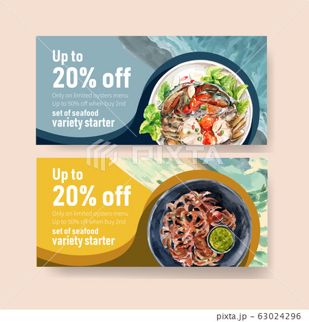 Seafood voucher design with mud crab, octopus 63024296