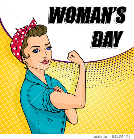 We Can Do It cartoon woman with speech buble We Can Do It cartoon woman with speech buble 63024472
