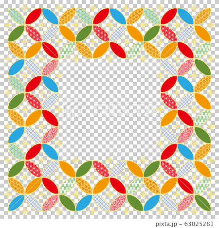 和柄 七宝つなぎ フレーム 背景 63025281