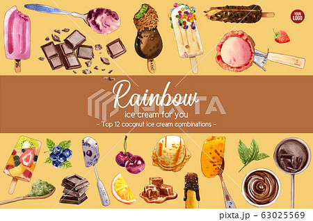 Ice cream frame design with chocolate, vanilla 63025569