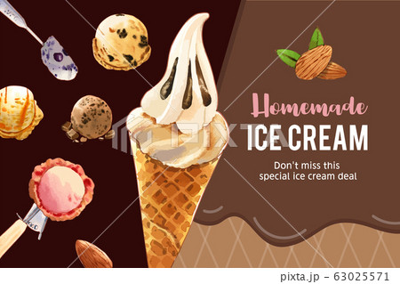 Ice cream frame design with vanilla, chocolate 63025571