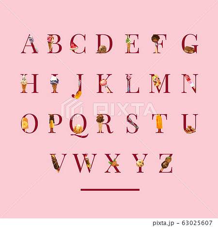 Ice cream alphabet design with vanilla, scoop Ice cream alphabet design with vanilla, scoop 63025607