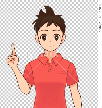 少年 笑顔 指差すのイラスト素材