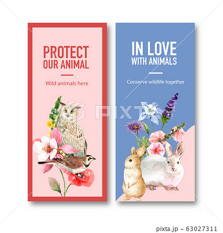 Winter animal flyer design with bid, flower Winter animal flyer design with bid, flower 63027311