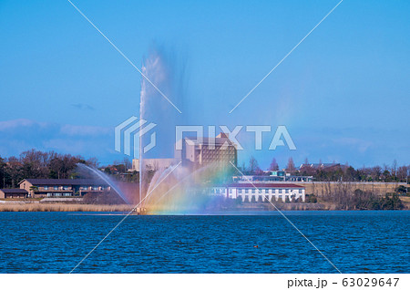 石川県 柴山潟の噴水 年3月6日撮影 の写真素材