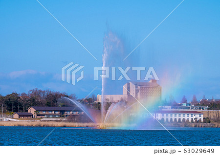 石川県 柴山潟の噴水 年3月6日撮影 の写真素材