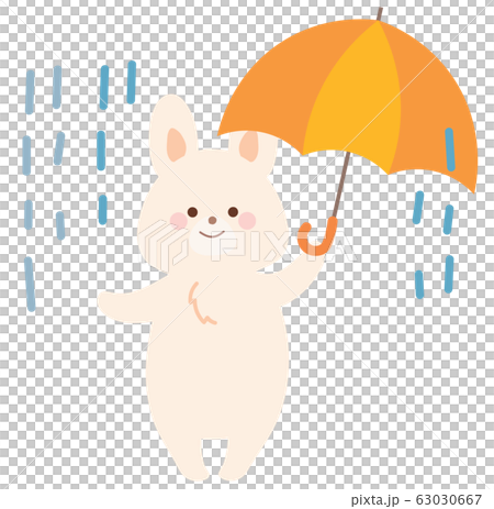 傘をさすうさぎのイラストのイラスト素材