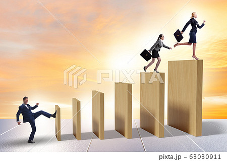 Domino effect and competition concept Domino effect and competition concept 63030911