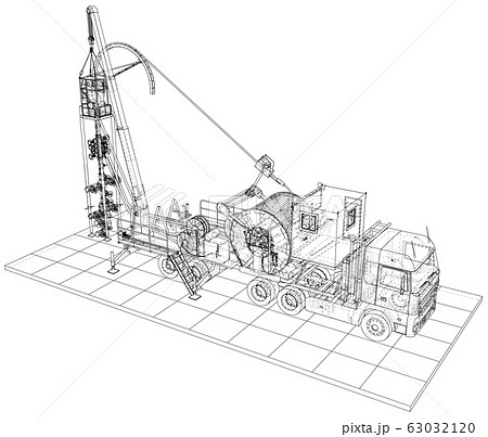 Coil Tubing roll Truck. EPS10 format. Vector created of 3d Coil Tubing roll Truck. EPS10 format. Vector created of 3d 63032120
