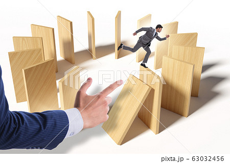 Domino effect and competition concept Domino effect and competition concept 63032456