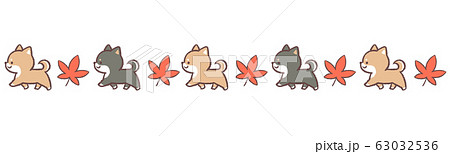柴犬黒柴犬歩くライン モミジのイラスト素材