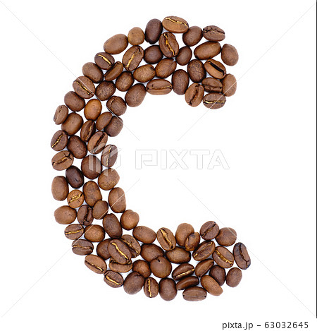 Letter C from coffee alphabet isolated on white Letter C from coffee alphabet isolated on white 63032645