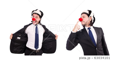 Funny clown businessman isolated on the white background 63034101